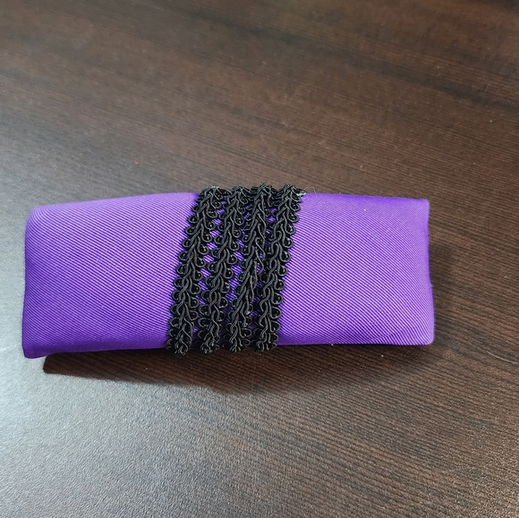 VINTAGE 1980s Purple Satin Hair Barrette Bow Statement Clip Glam Retro - Picture 2 of 4
